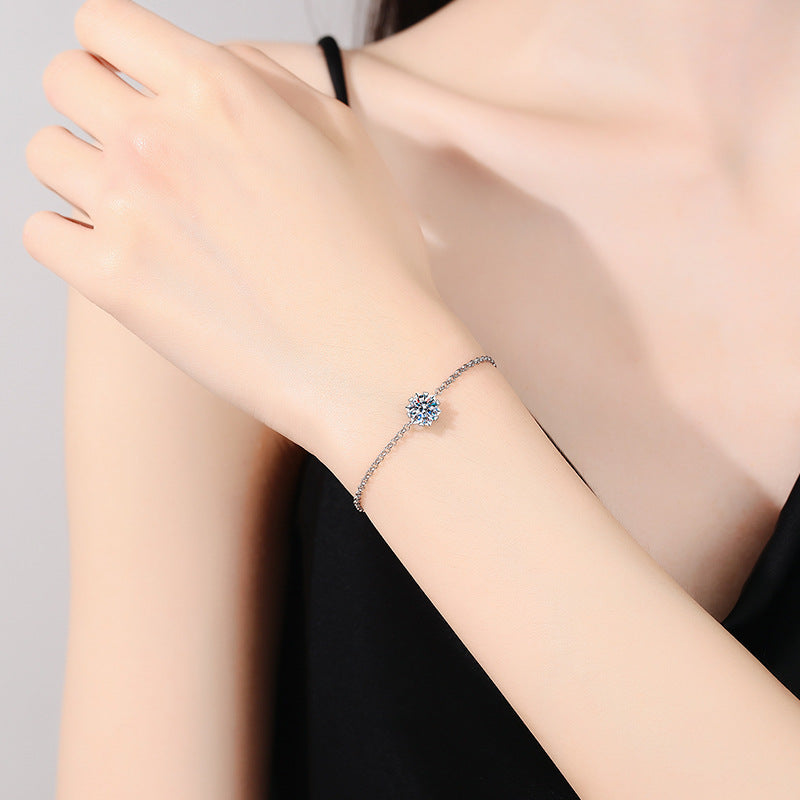 Moissanite Snowflake Bracelet S925 Silver Six-pointed Star