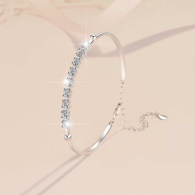 S925 Sterling Silver Gang Drill Adjustable Moissanite Bracelet