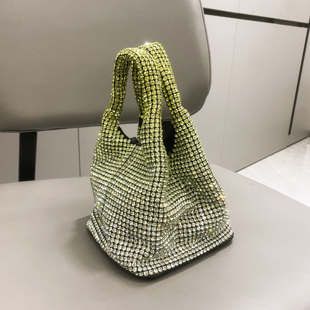 Hand-held Bucket Crystal Single Shoulder Cross-body Mini Bag