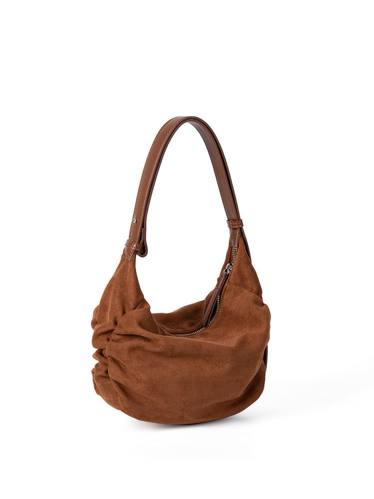 Suede Shoulder Crossbody Dumpling Bag