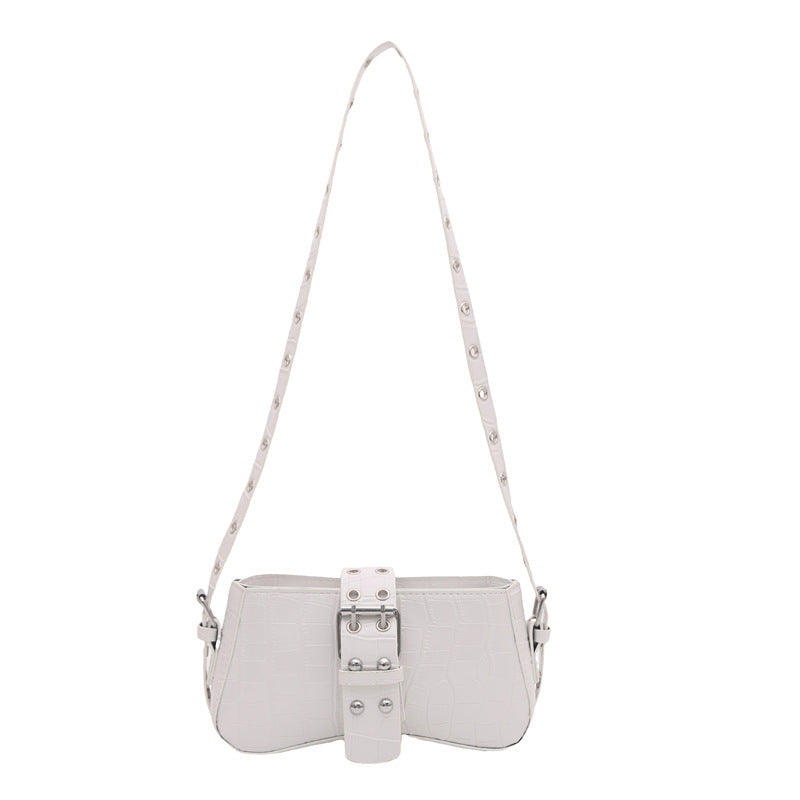 Heavy-Leather metal-texture Shoulder Bag