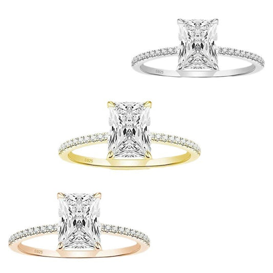 925 Silver Inlay  3CT Rhinestone Ring