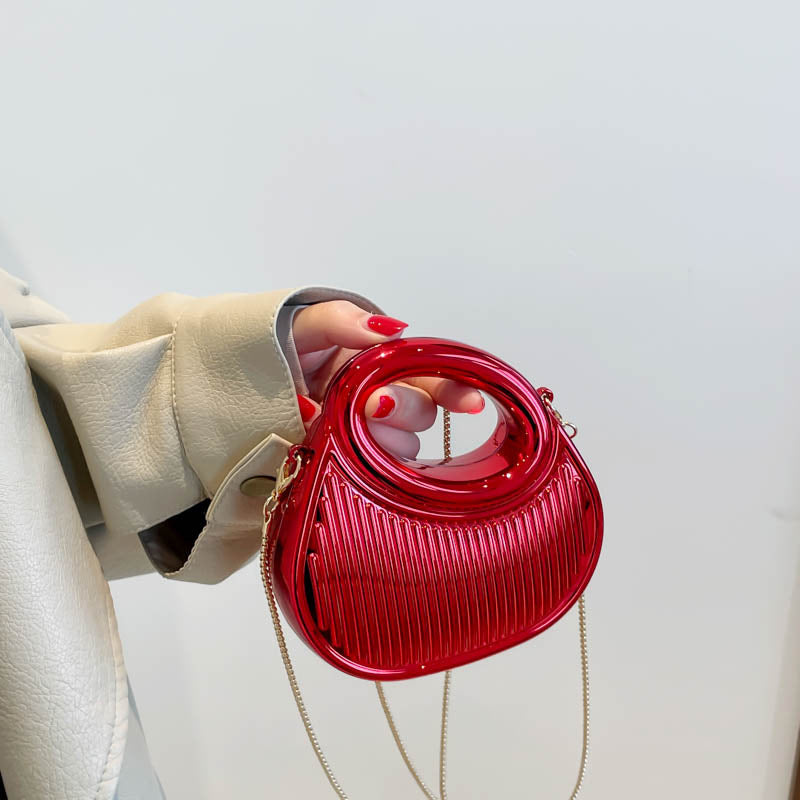 Embossed Crescent-chain Shoulder-crossbody Bag