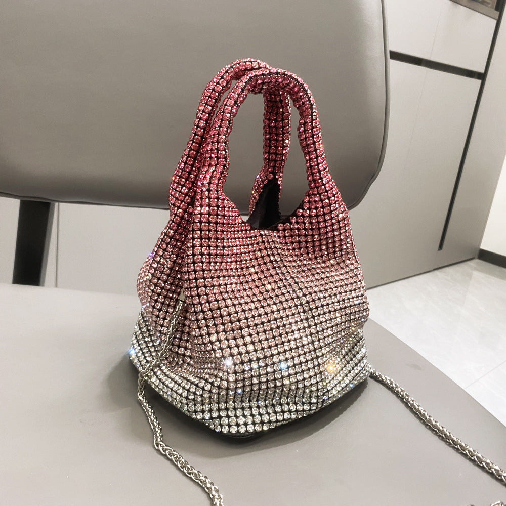 Hand-held Bucket Crystal Single Shoulder Cross-body Mini Bag