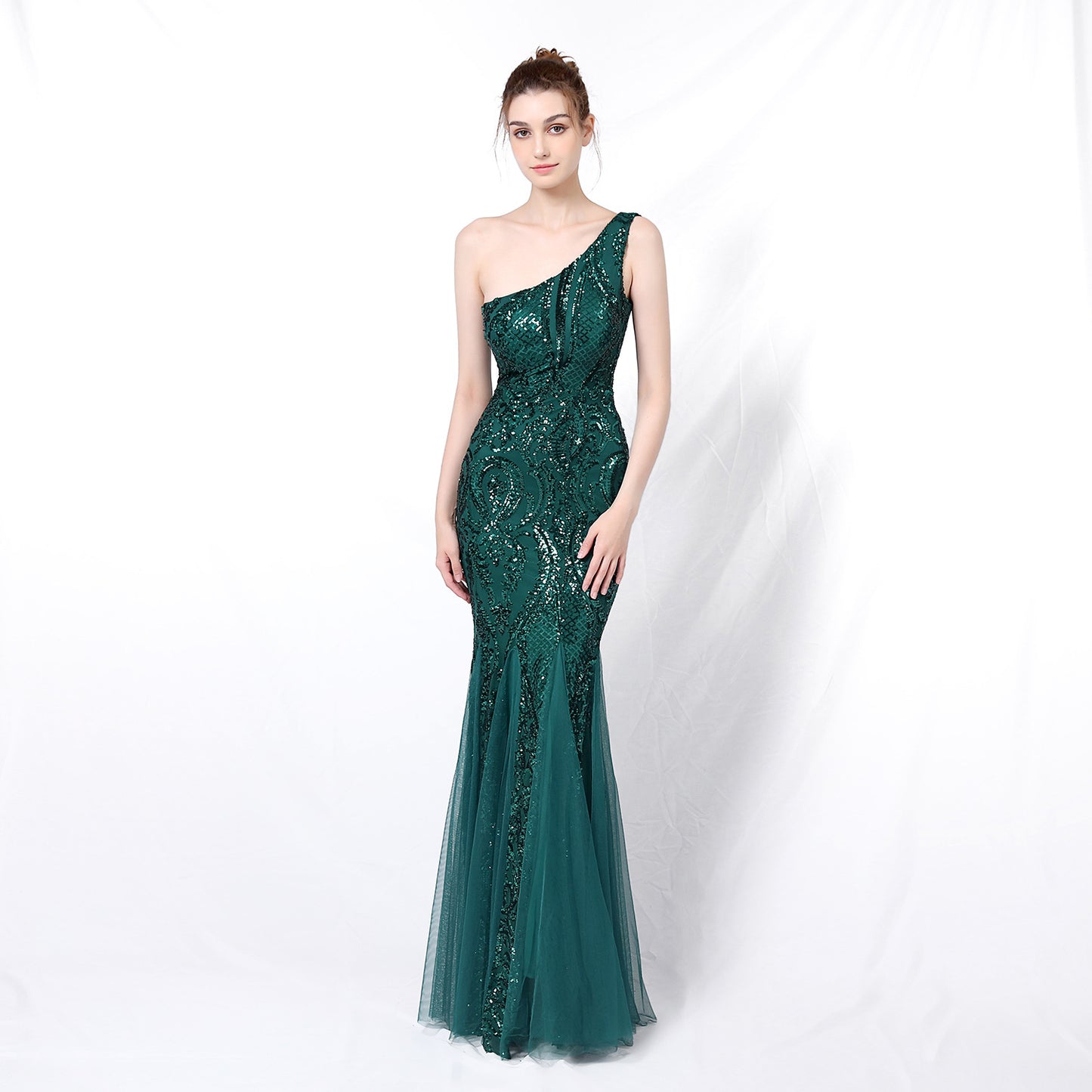Asymmetric one shoulder Long Dress