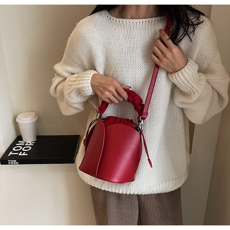 Leather Bucket Tote Bag