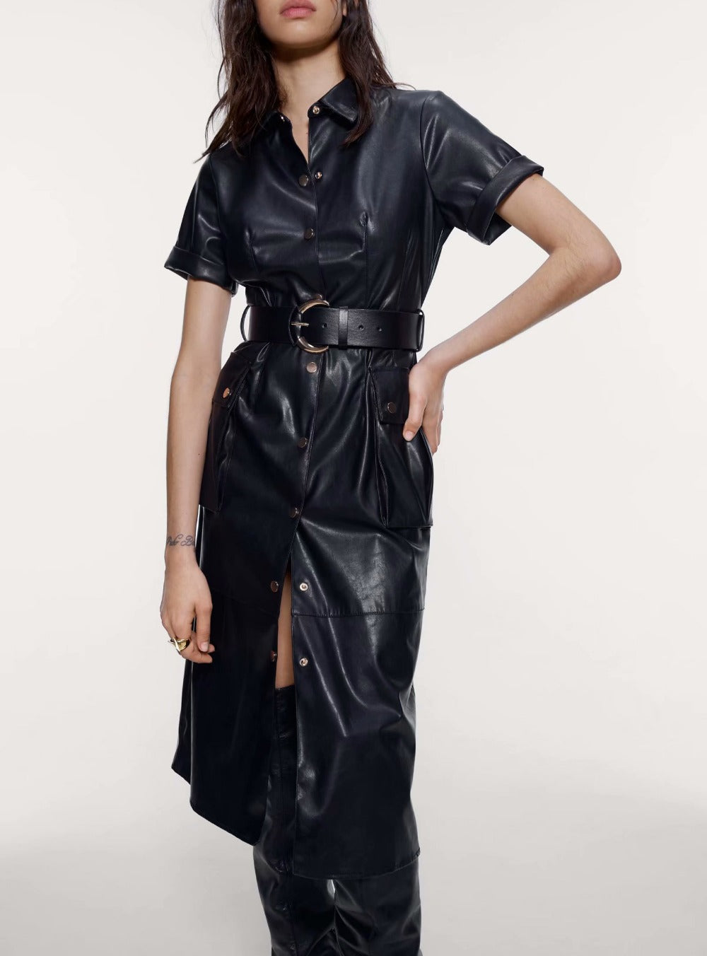 Women  faux leather dress