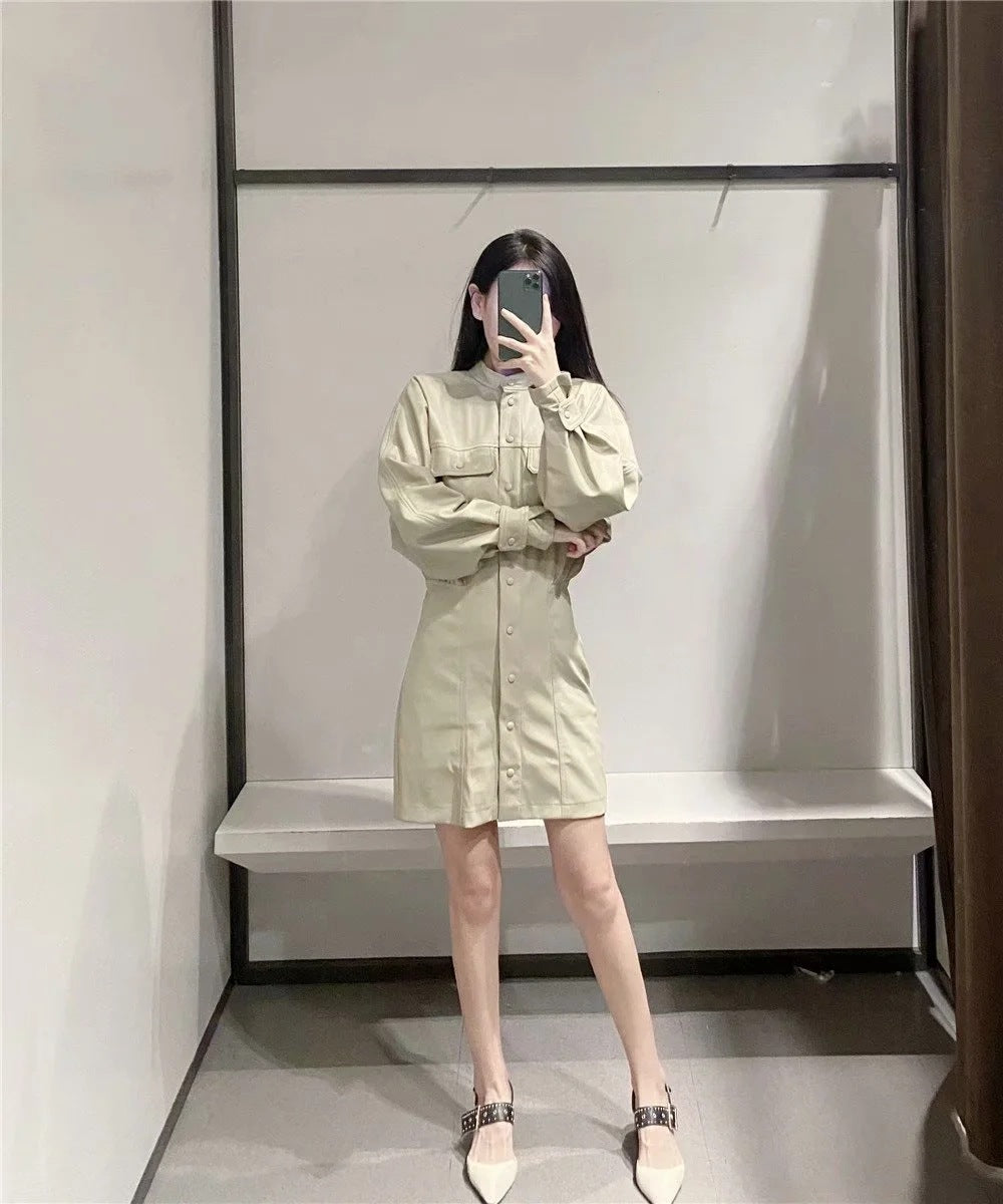 Faux leather dress