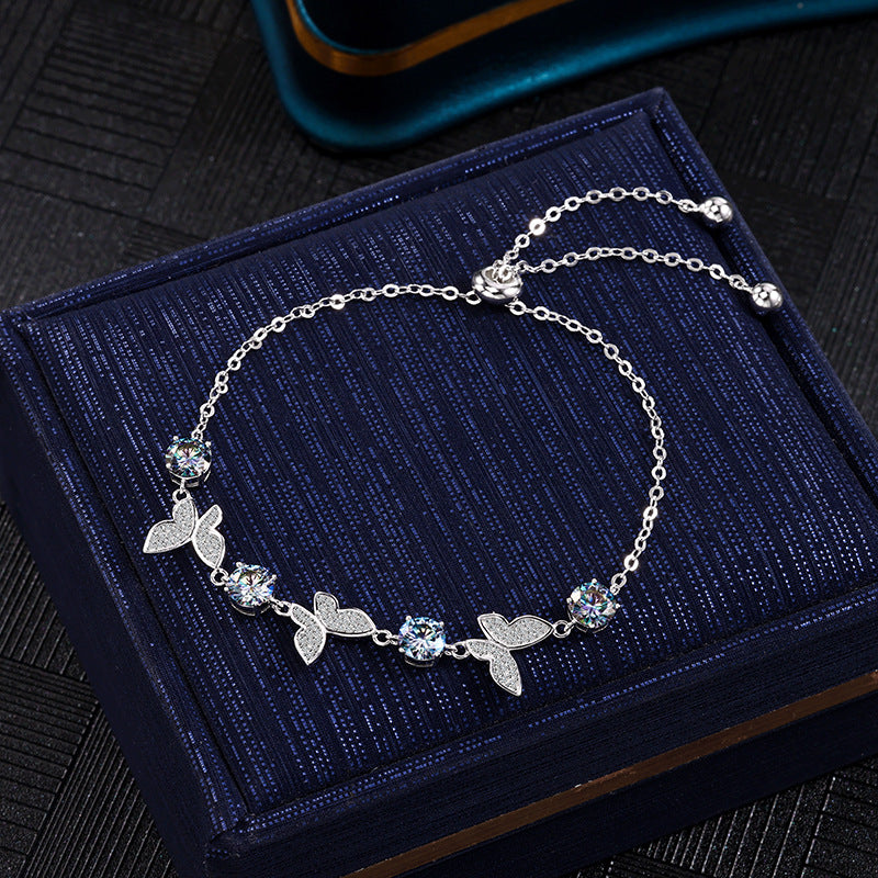 S925 Sterling Silver 0.5-ct Moissanite Bracelet Minimalist Versatile Jewelry