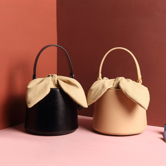Calf Leather bow bucket bag