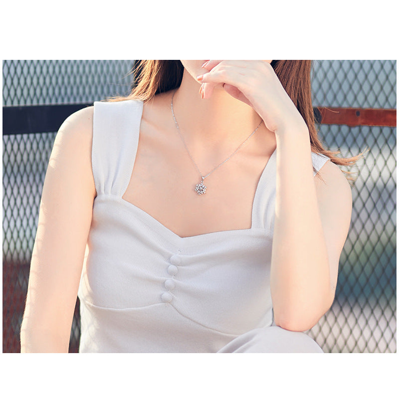 Snow flake Pendant 925 Sterling Silver Moissanite Necklace