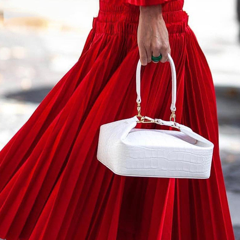Crocodile Embossed Box  Shoulder Bag