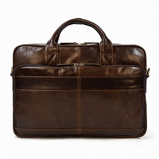 Calf leather Men's Shoulder Bag Laptop Bag