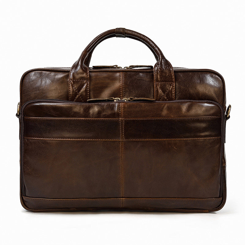 Calf leather Men's Shoulder Bag Laptop Bag