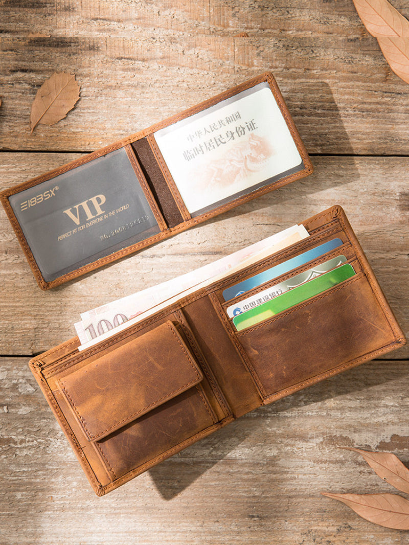 Handmade  Billfold Wallet Made From Premium Full-grain Calf leather