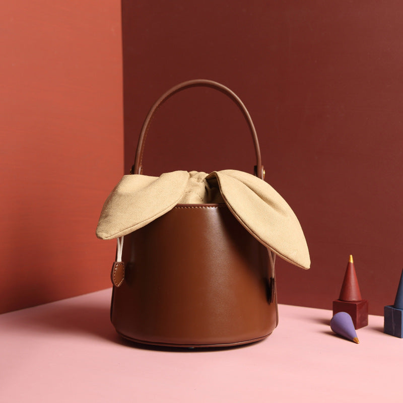 Calf Leather bow bucket bag
