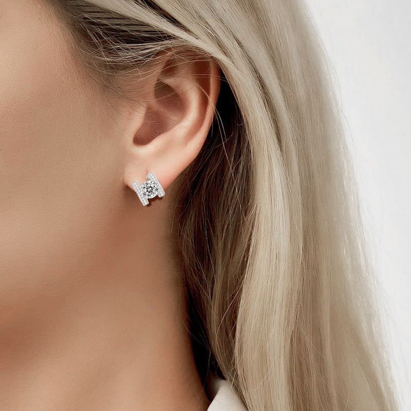 Simple Moissanite Silver Earrings