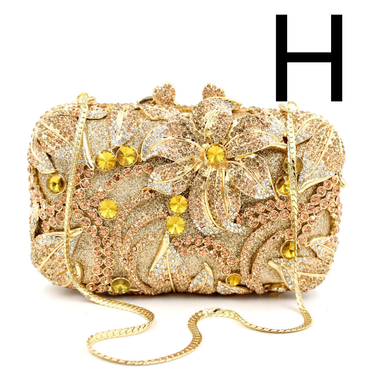 Flower Rhinestone Hollow Clutch