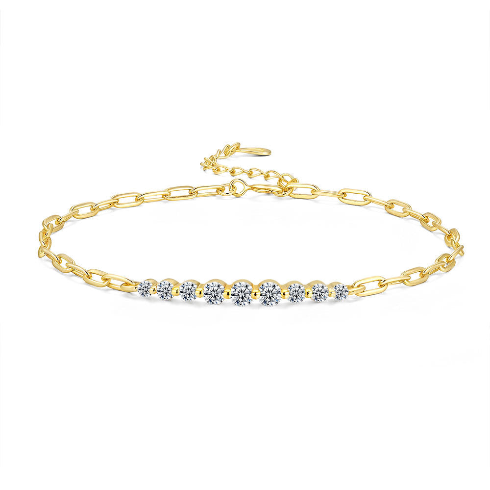 Irregular Straight Row Bracelet  Moissanite S925 Sterling Silver