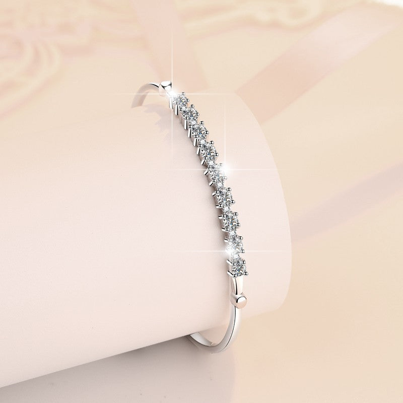 S925 Sterling Silver  Gang Drill Adjustable Moissanite Bracelet