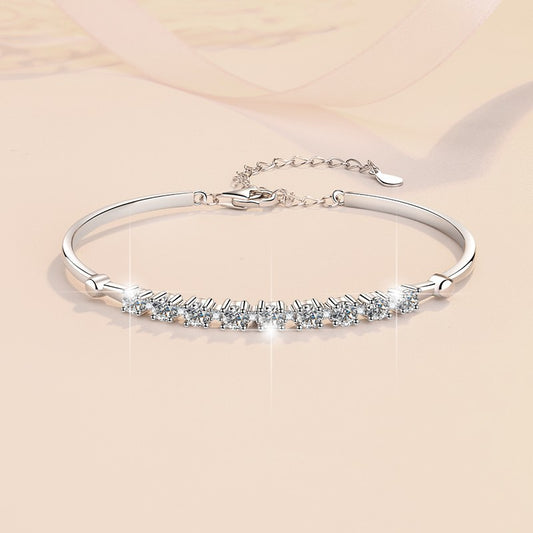 S925 Sterling Silver  Gang Drill Adjustable Moissanite Bracelet