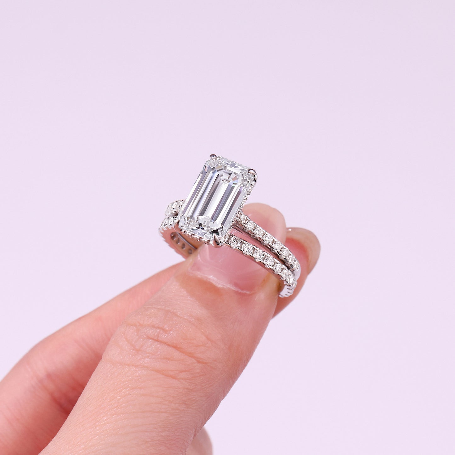 S925 Sterling Silver Stackable Ring Set With Moissanite