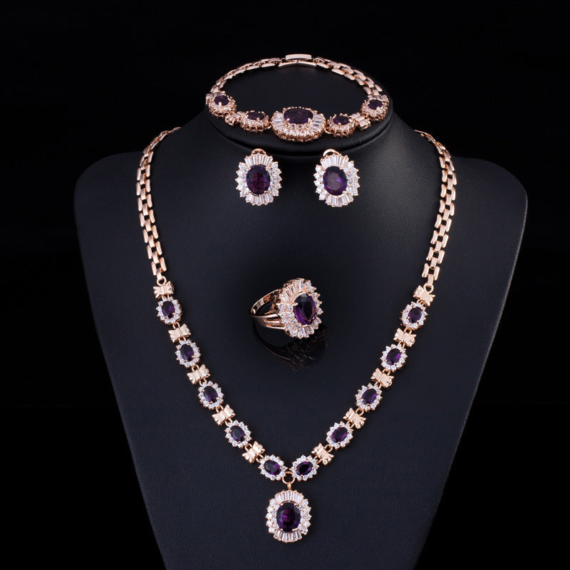 Retro Zircon Necklace Set