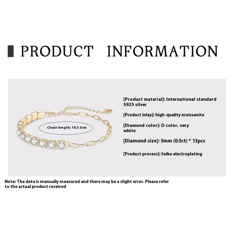 Moissanite S925 Sterling Silver Bracelet