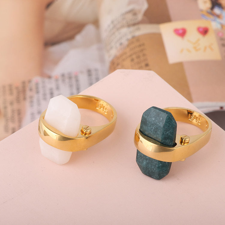 Rectangular natural stone Ring