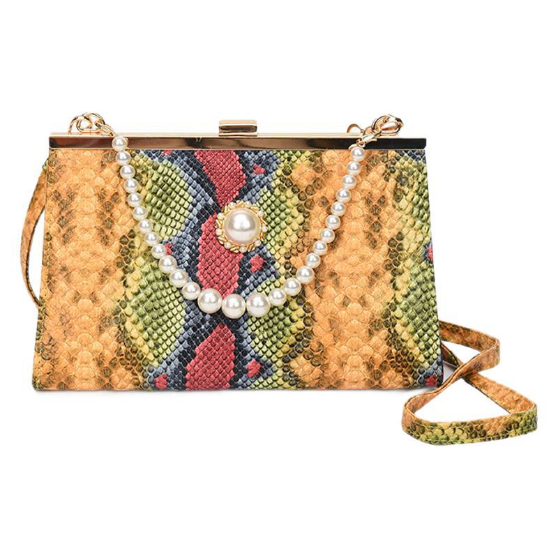 Vintage Python pattern Pearl-chain  Bag
