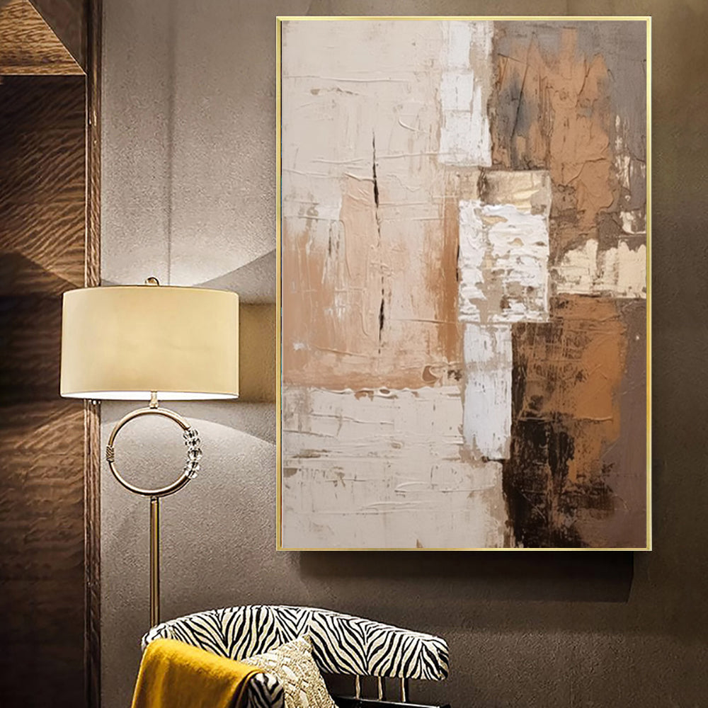 Large Abstract Handmade Painting Brown Textured Wall Art t Wabi-sabi Modern Home Living Room Decor