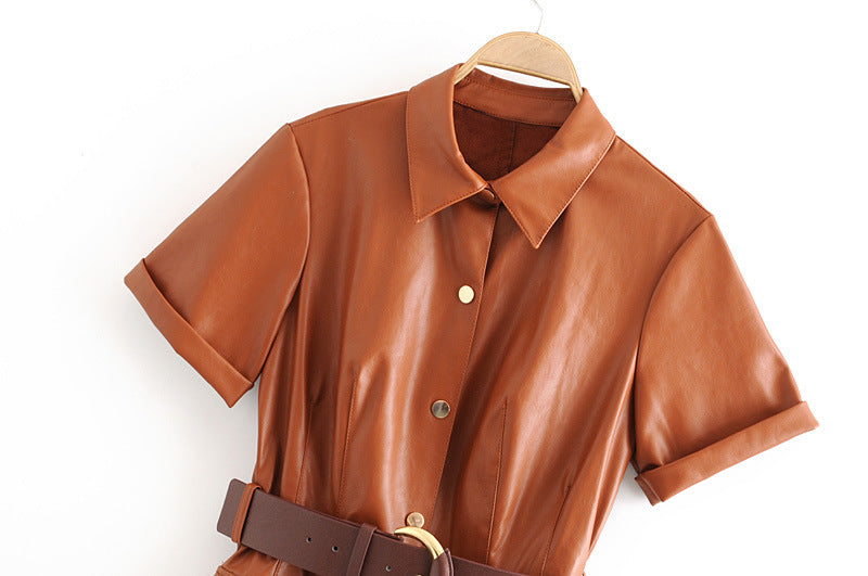 Women  faux leather dress