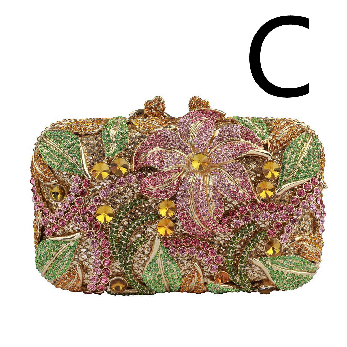 Flower Rhinestone Hollow Clutch