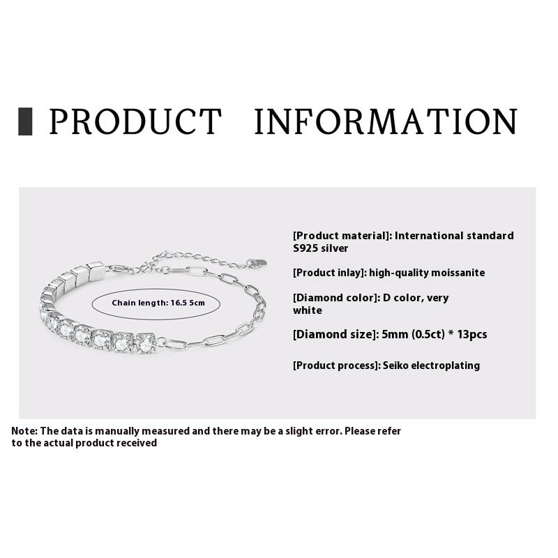 Moissanite S925 Sterling Silver Bracelet