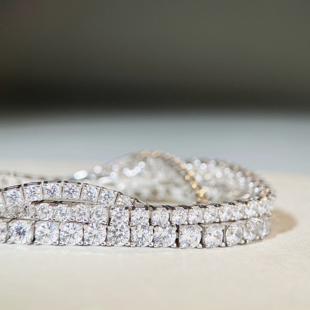 Sterling Silver Tennis Chain Moissanite Bracelet