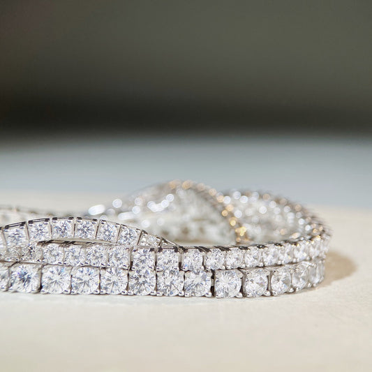 Sterling Silver Tennis Chain Moissanite Bracelet