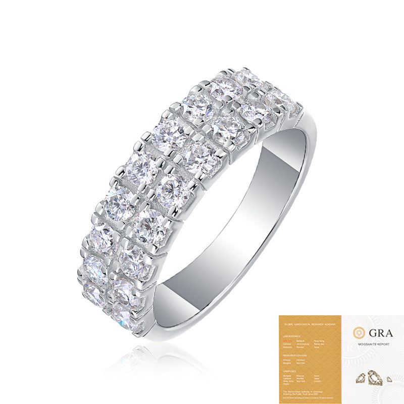 Moissanite S925 Sterling Silver Light Luxury Online Influencer Ring