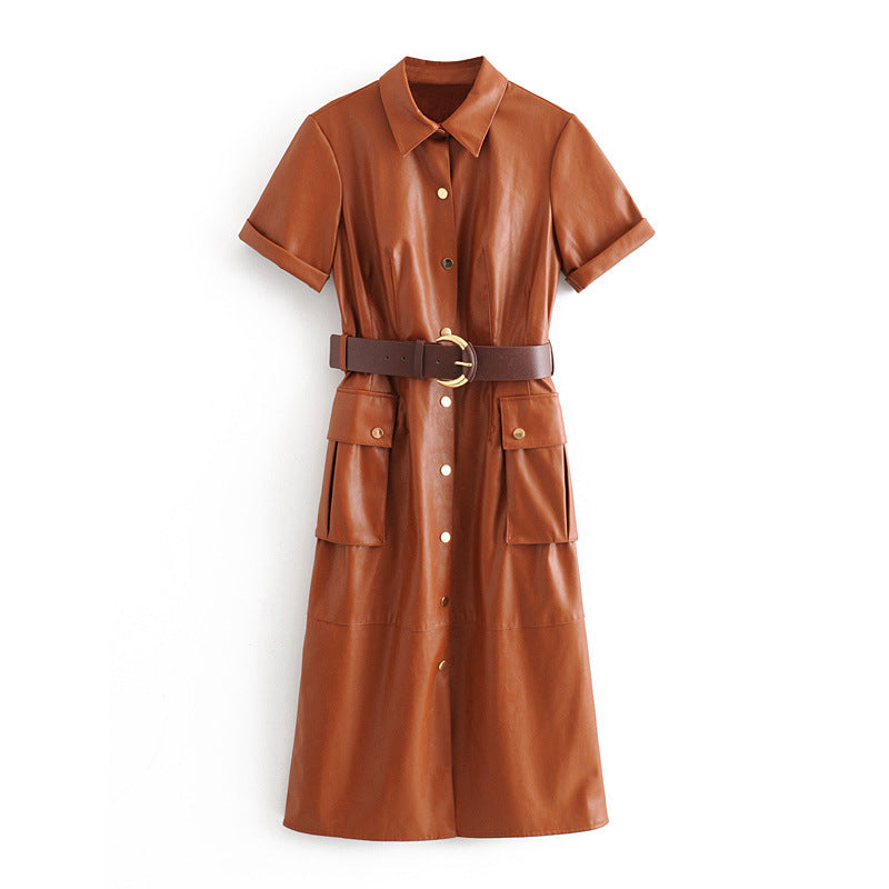 Women  faux leather dress