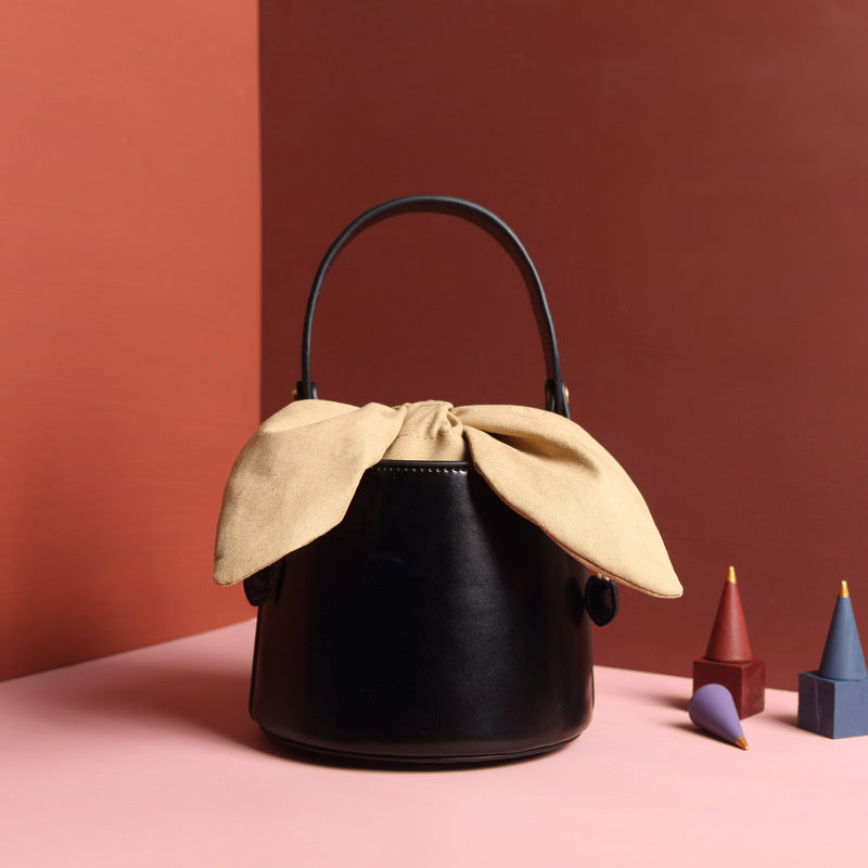 Calf Leather bow bucket bag
