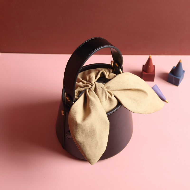 Calf Leather bow bucket bag