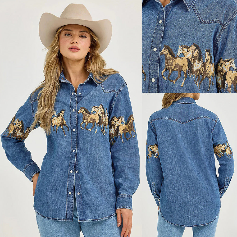 Retro Denim Lapel Denim Jacket