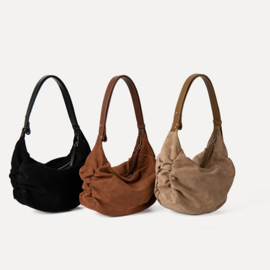 Suede Shoulder Crossbody Dumpling Bag