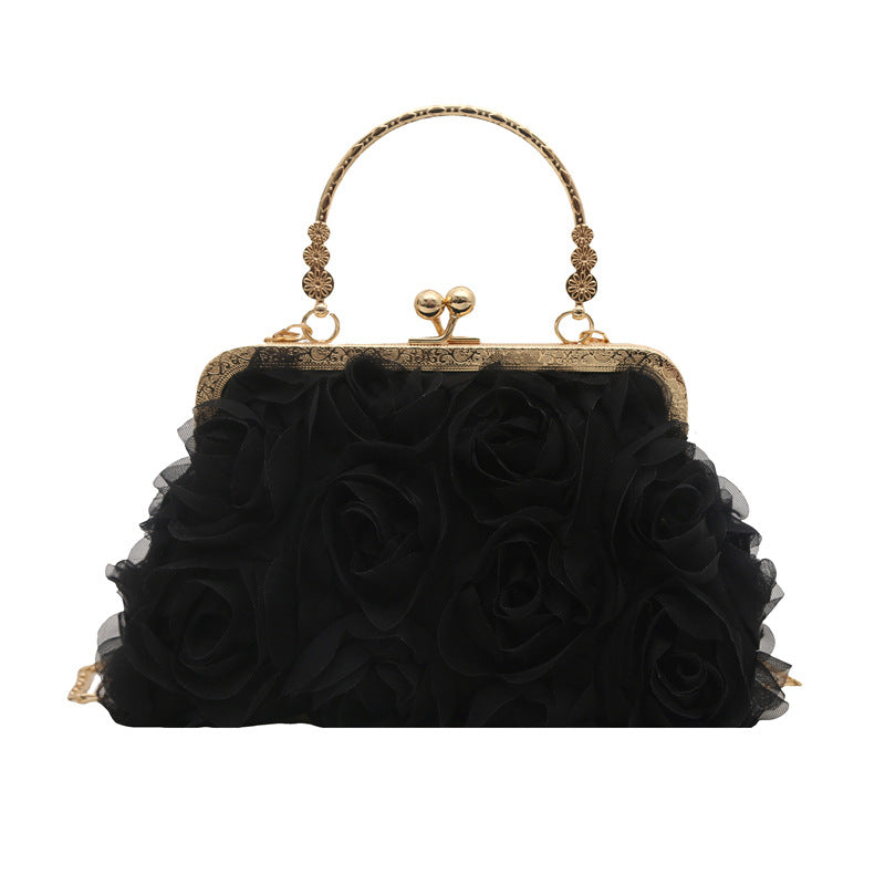 Versatile Rose-patterned Bag With A Chain Detail