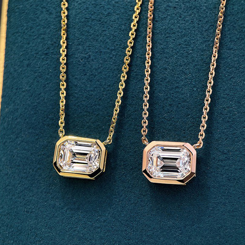 Rectangular Moissanite Necklace