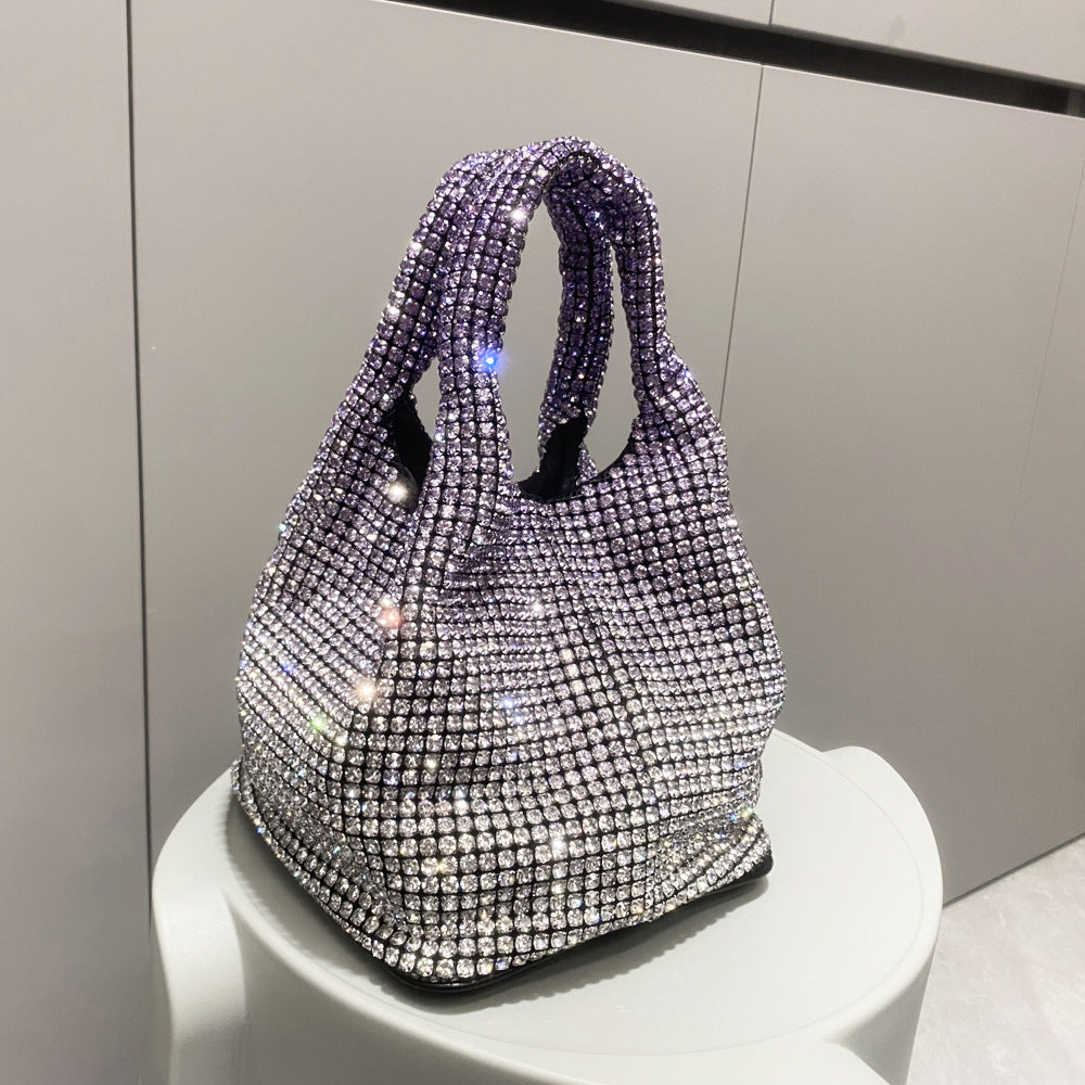 Hand-held Bucket Crystal Single Shoulder Cross-body Mini Bag