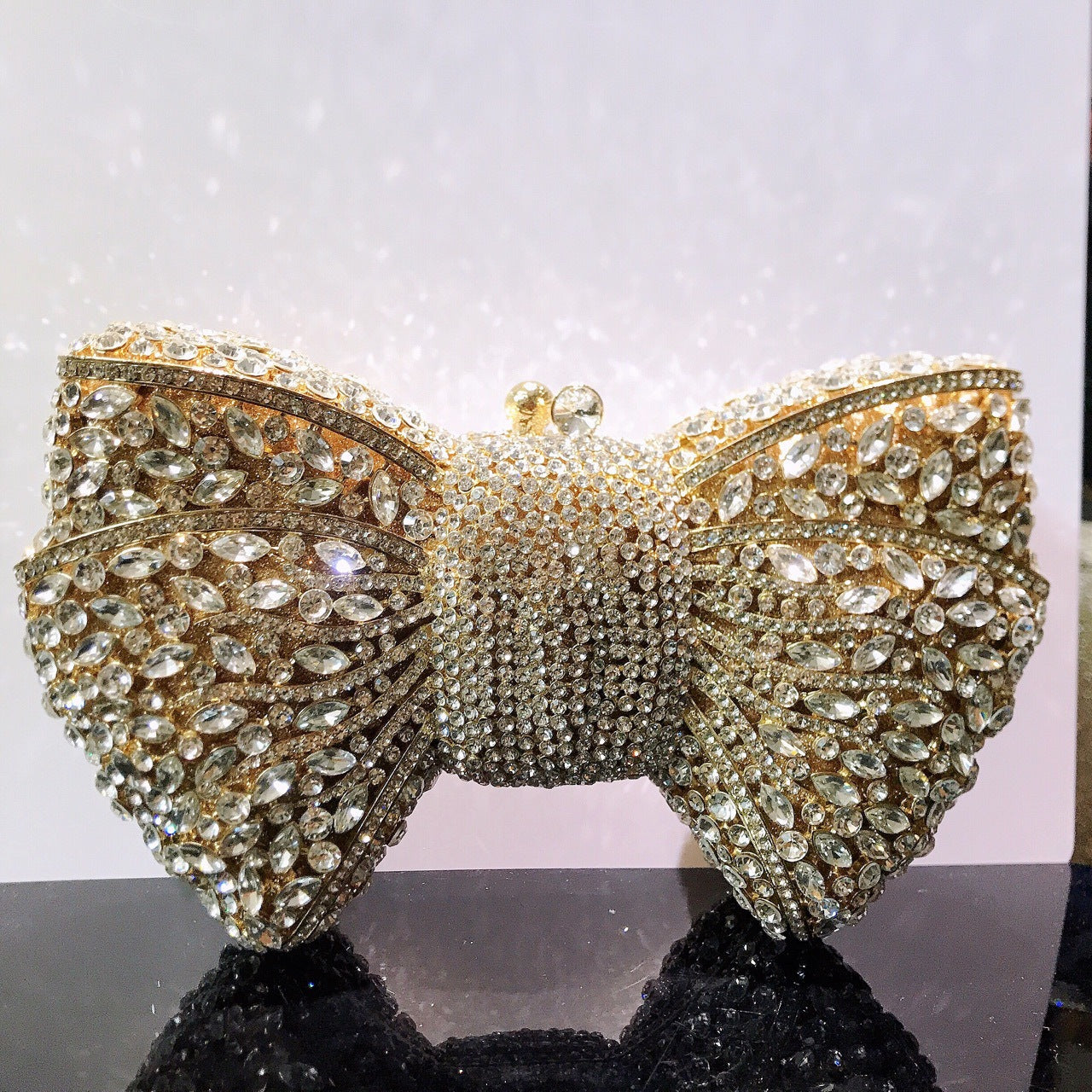 Bow Rhinestone Clutch