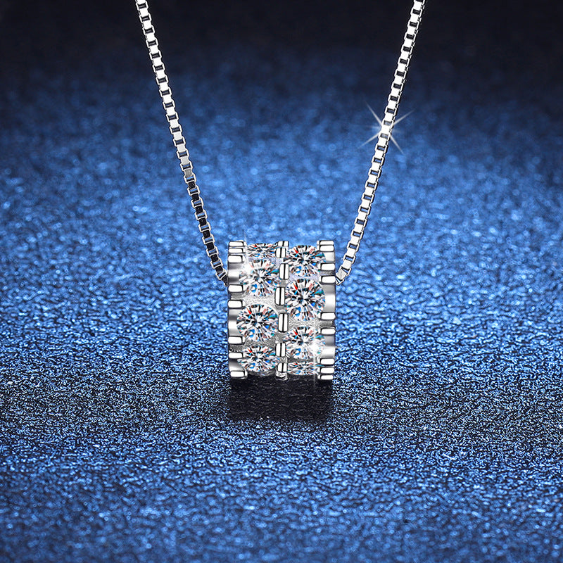 Moissanite Necklace Sterling Silver Clavicle Chain