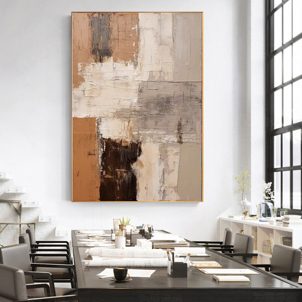 Large Abstract Handmade Painting Brown Textured Wall Art t Wabi-sabi Modern Home Living Room Decor