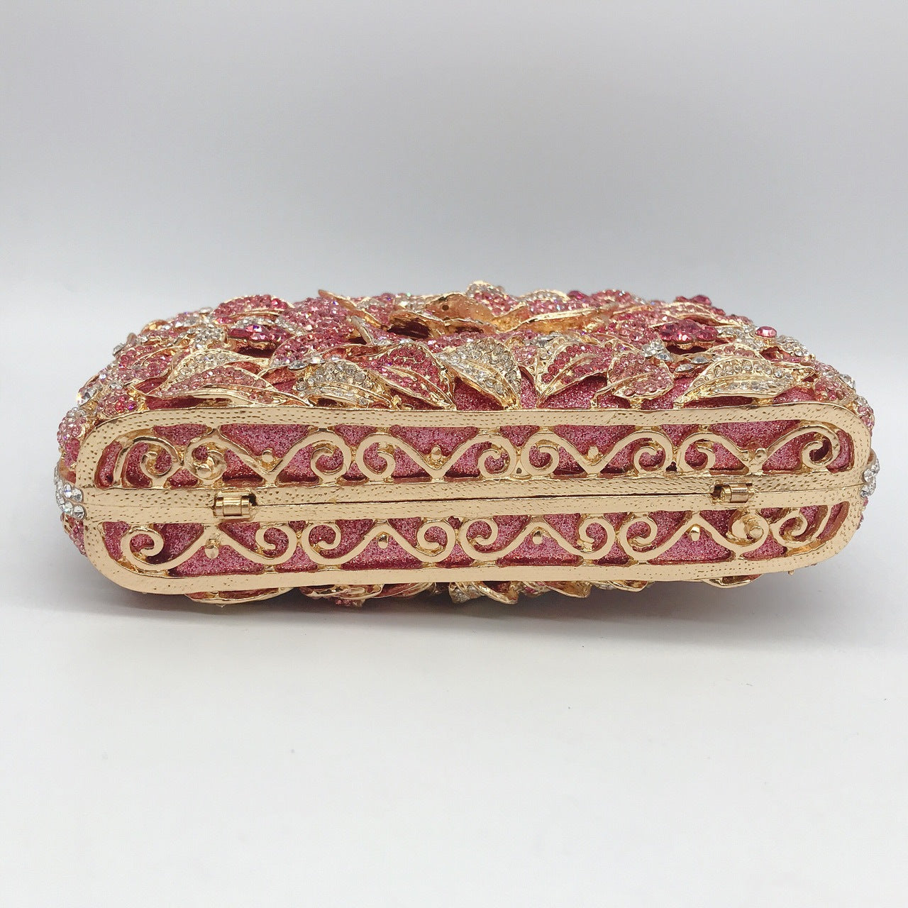 Metal Rose Crystal Clutch