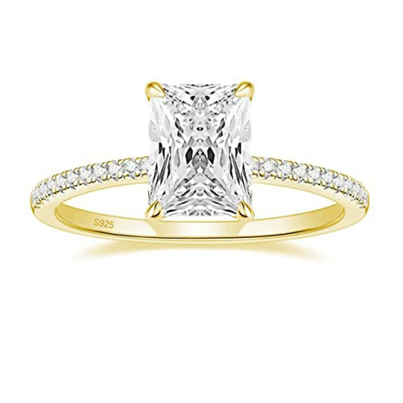 925 Silver Inlay  3CT Rhinestone Ring